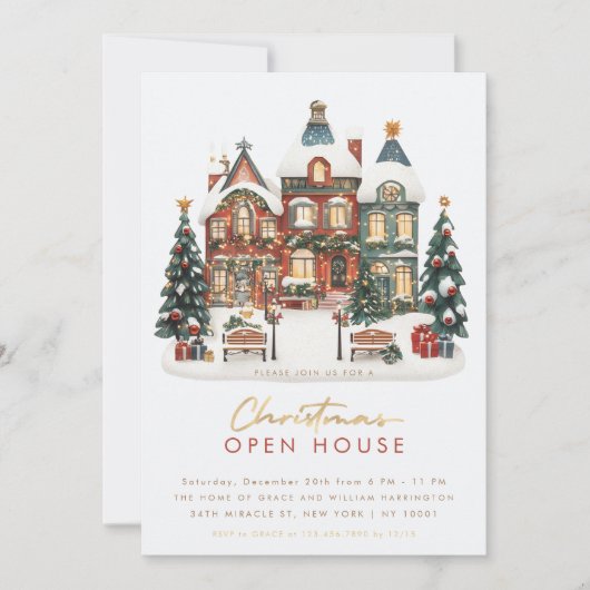 クリスマス・オープンハウス　クリスマスの休暇　ご招待 招待状 (正面)