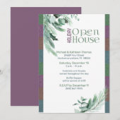 クリスマス オープンハウス 水彩 葉 現代 招待状 (正面/裏面)