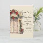 クリスマス オープンハウス 編集可能なテンプレート ベビーシャワー 招待状 (スタンド正面)