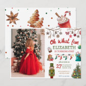 クリスマス オー ウォット ファン ファースト バースデー 招待状 (正面/裏面)