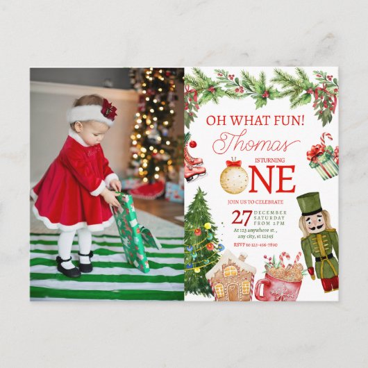 クリスマス・オー・ホワット・ファン・ファースト・バースデー ポストカード (正面)