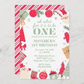 クリスマス・オー・ホワット・ファン・ファースト・バースデー 招待状 (正面/裏面)