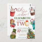 クリスマス・オー・ホワット・ファン 2歳の誕生日 ポストカード (正面/裏面)