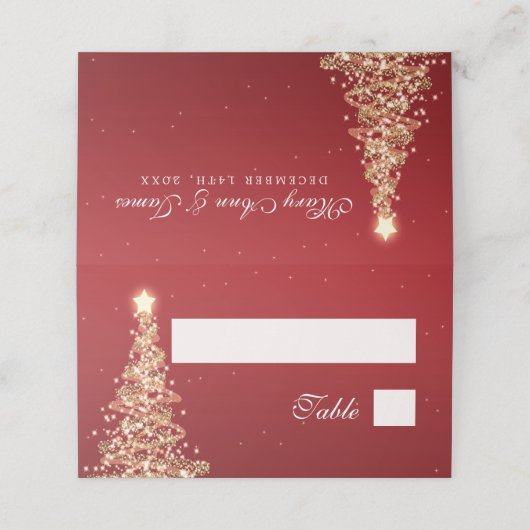 クリスマス·カエレガントー結婚ドの赤 プレイスカード (外部開封)