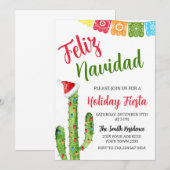 クリスマス カクタス ホリデー パーティー 招待状 (正面/裏面)