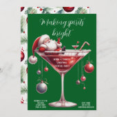 クリスマス カクテル パーティーのお祭り 招待状 (正面/裏面)