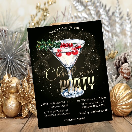 クリスマス+カクテル+花火+クリスマス+企業 招待状