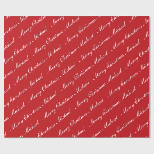 クリスマス カスタムネーム レッド チック パーソナライズされた ラッピングペーパー (フラット)