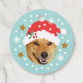 クリスマス カスタム 写真 名前 面白い サンタ ブルー ギフト フェイバータグ (正面)