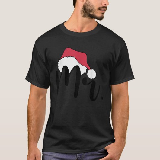クリスマス+カップル+お揃い+サンタクロース+ミセス・クラウス Tシャツ (正面)