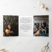 クリスマス カップル 犬と木の パーソナライズ 三つ折りクリスマスカード (内部)