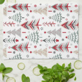 クリスマス，カラフル，クリスマスツリー，赤，緑 キッチンタオル (折り畳み)