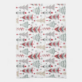 クリスマス，カラフル，クリスマスツリー，赤，緑 キッチンタオル (縦)