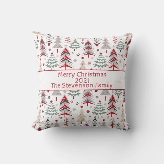 クリスマス,カラフル,クリスマスツリー,赤,緑 クッション (正面)