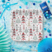 クリスマス，カラフル，クリスマスツリー，赤，緑 ペーパープレート (パーティー)