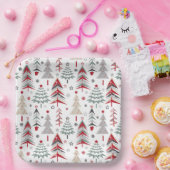 クリスマス，カラフル，クリスマスツリー，赤，緑 ペーパープレート (パーティー)