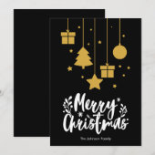 クリスマス カリグラフィー ブラック クリスマス カード (正面/裏面)