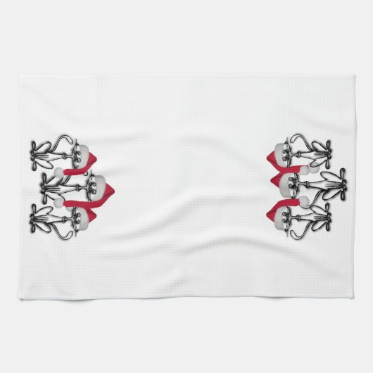 クリスマス・カロリング猫の歓喜するおもしろい キッチンタオル (横)