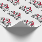 クリスマス・カロリング猫の歓喜するおもしろい ラッピングペーパー (角)