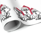 クリスマス・カロリング猫の歓喜するおもしろい ラッピングペーパー (ロールコーナー)