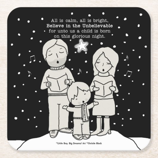 クリスマス・カロリング スクエアペーパーコースター (正面)