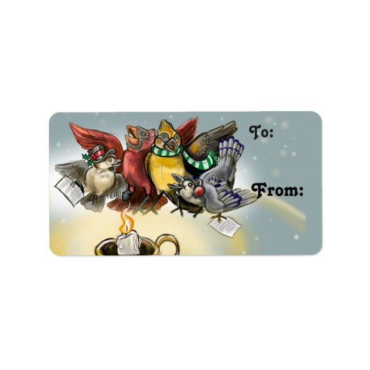 クリスマス・カロリング・バード・ラベル ラベル (正面)