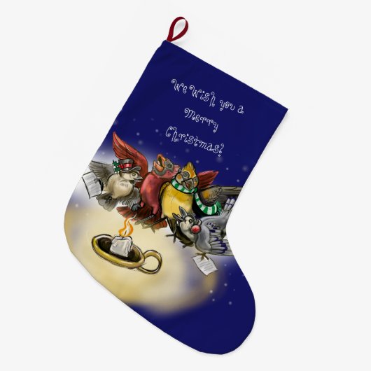 クリスマス・カロリング・バード ラージクリスマスストッキング (正面 (吊り時))