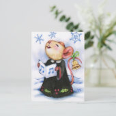 クリスマス・カロリング・マウスかわいい休日はがき シーズンポストカード (スタンド正面)