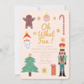 クリスマス カワイイ なんて楽しい誕生日 招待状 (正面)