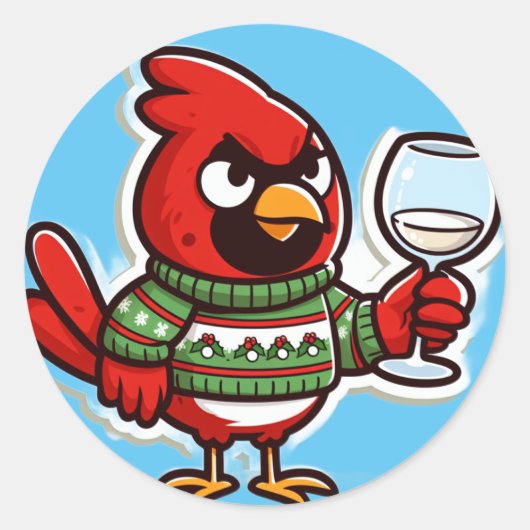 クリスマス・カーディガンおもしろい ラウンドシール (正面)