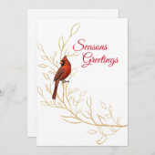 クリスマス カーディナル フラット ホリデー カード (正面/裏面)