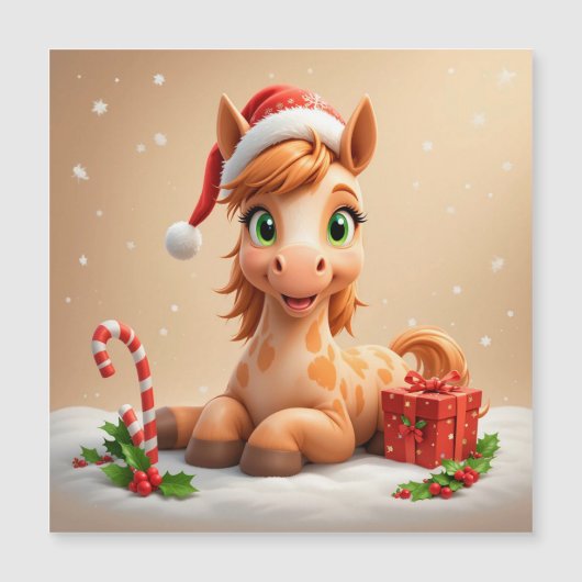 クリスマス カートゥーンホース サンタ帽 (正面)