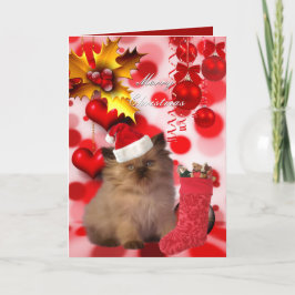 クリスマス カード ねこ ハート 帽子