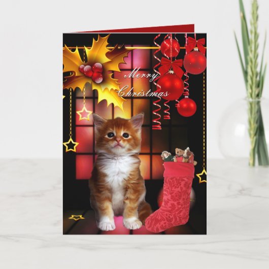 クリスマス カード ネコ 子猫 (正面)