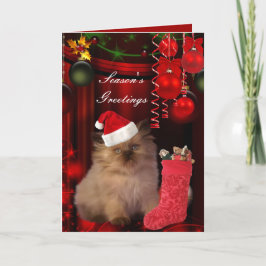 クリスマス カード 猫 帽子