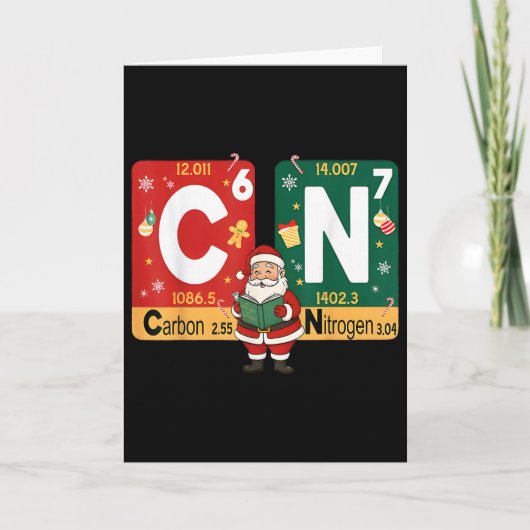 クリスマス カーボン 窒素 67 面白い 科学 サンタ T カード (正面)