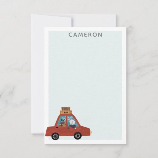 クリスマス カー トラベル ウサギ ぬいぐるみ オーダーメイド ノートカード (正面)