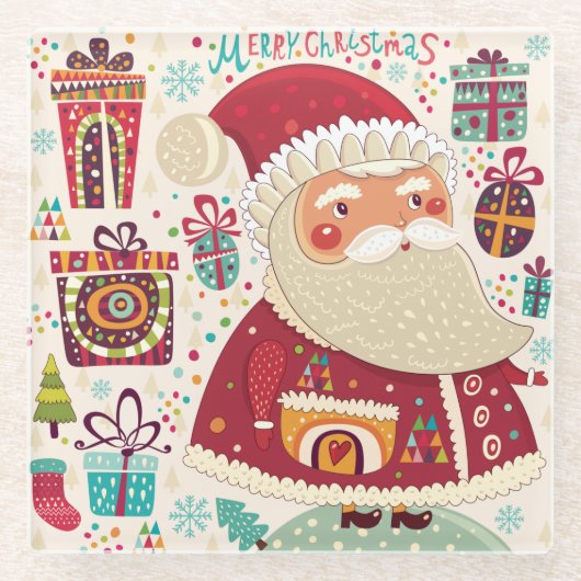 クリスマス ガラスコースター (正面)