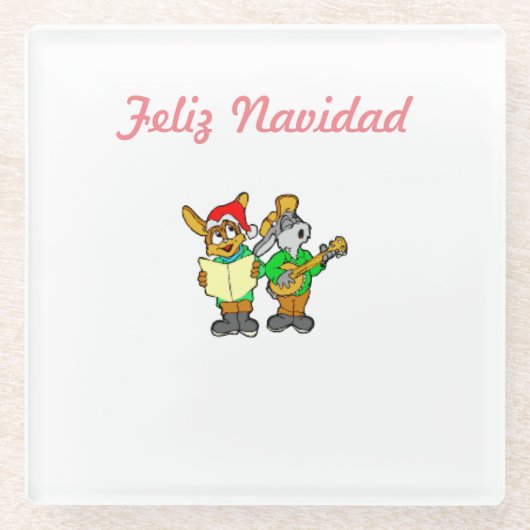 クリスマス ガラス コースター / トリベット Feliz Navidad (正面)