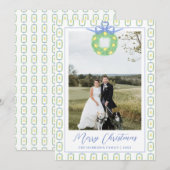 クリスマス ガーランド レモン ブルー ボウ フォト ホリデー (正面/裏面)