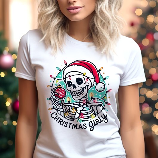 クリスマス ガーリー スケルトン ファン ホリデー トライブレンドＴシャツ