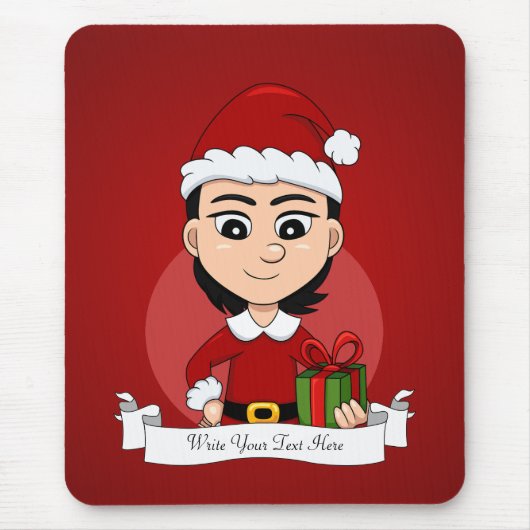 クリスマス ガール カートゥーン マウスパッド (正面)