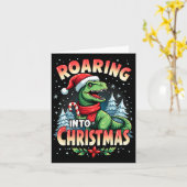 クリスマス・キッズガールズおもしろい恐竜Xに轟音 カード (黄色い花)