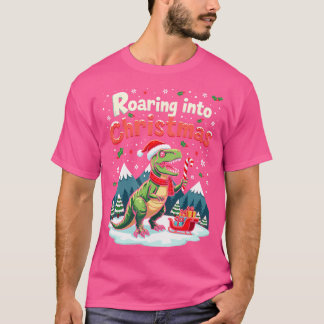 クリスマス・キッズ少年たちおもしろい恐竜Pyに轟音 Tシャツ