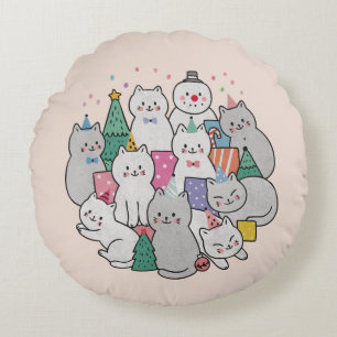 クリスマス・キャッツ ラウンドクッション