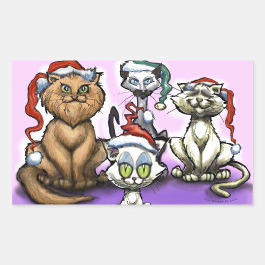 クリスマス・キャッツ 長方形シール (正面)