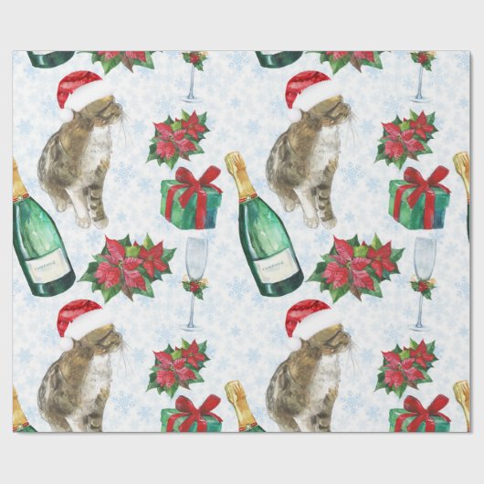 クリスマス+キャット+ウィンター+セレブレーション ラッピングペーパー (フラット)