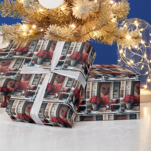 クリスマス・キャット・オン・ドormat ラッピングペーパー (クリスマス)