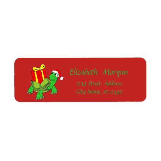 クリスマス,キャラクターカメ,サンタ帽子,プレゼント ラベル (正面)