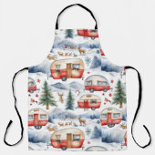 クリスマス・キャラバン、雪、鹿 エプロン (正面)
